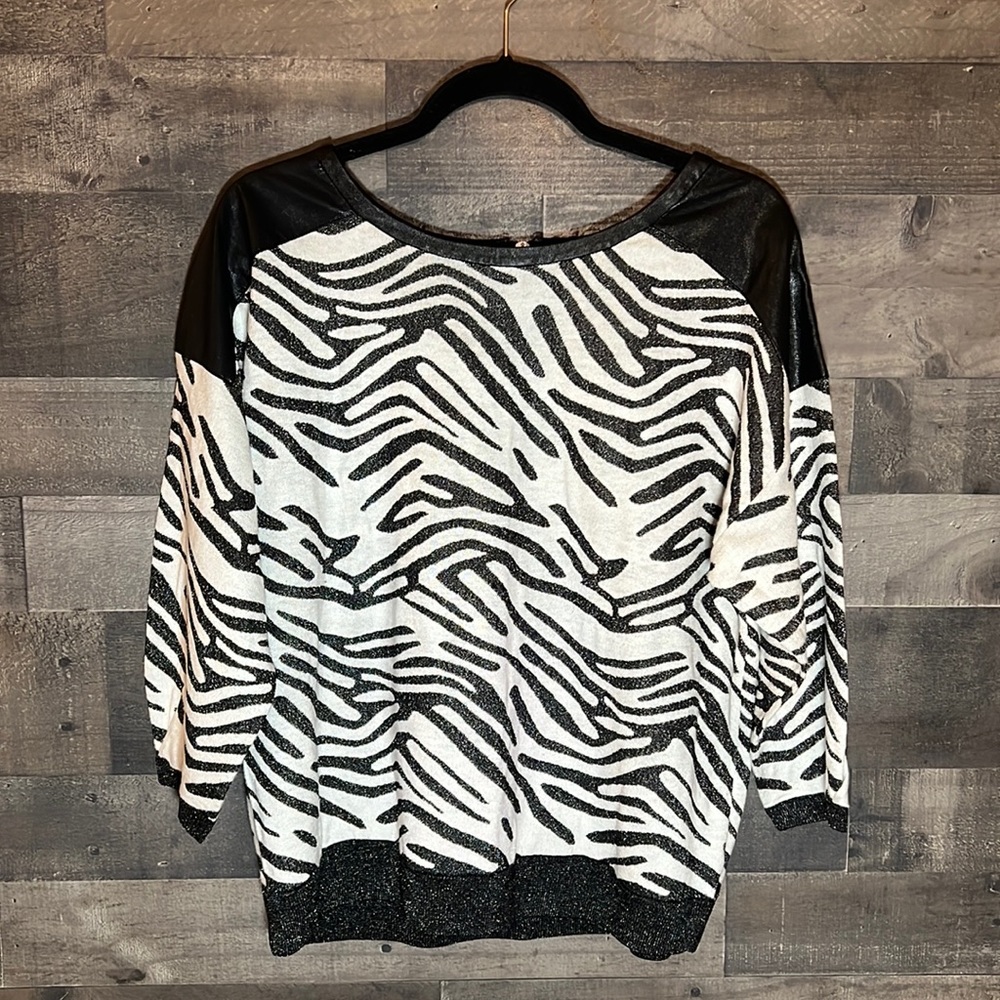 Zebra Print Trouvé Blouse with 3/4 Sleeves